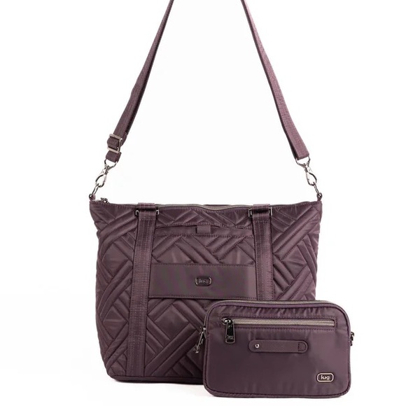 lug Handbags - Lug 2 piece CATAMARAN Quilted Shoulder Bag with Removable Pouch HTF Plum